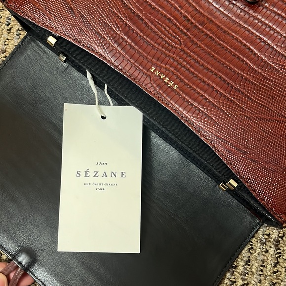 Sezane Milo Vintage Handbag in Embossed Brown - Picture 6 of 10